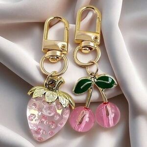 New Strawberry & Cherry Keychain Set